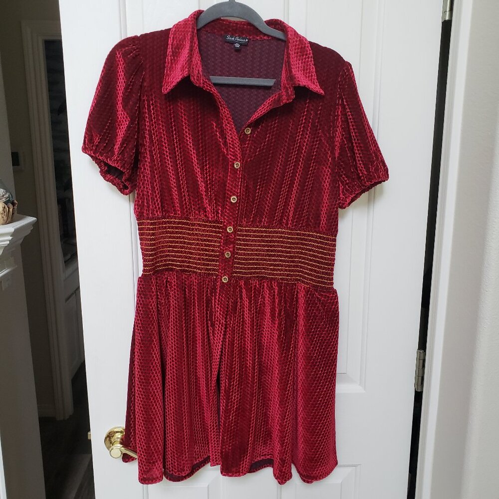 EUC Smak Parlour Velvet Shirt Dress XL